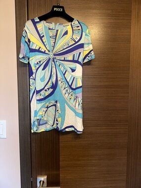 Emilio Pucci Vintage Print top- Blue, Yellow, Purple size 6